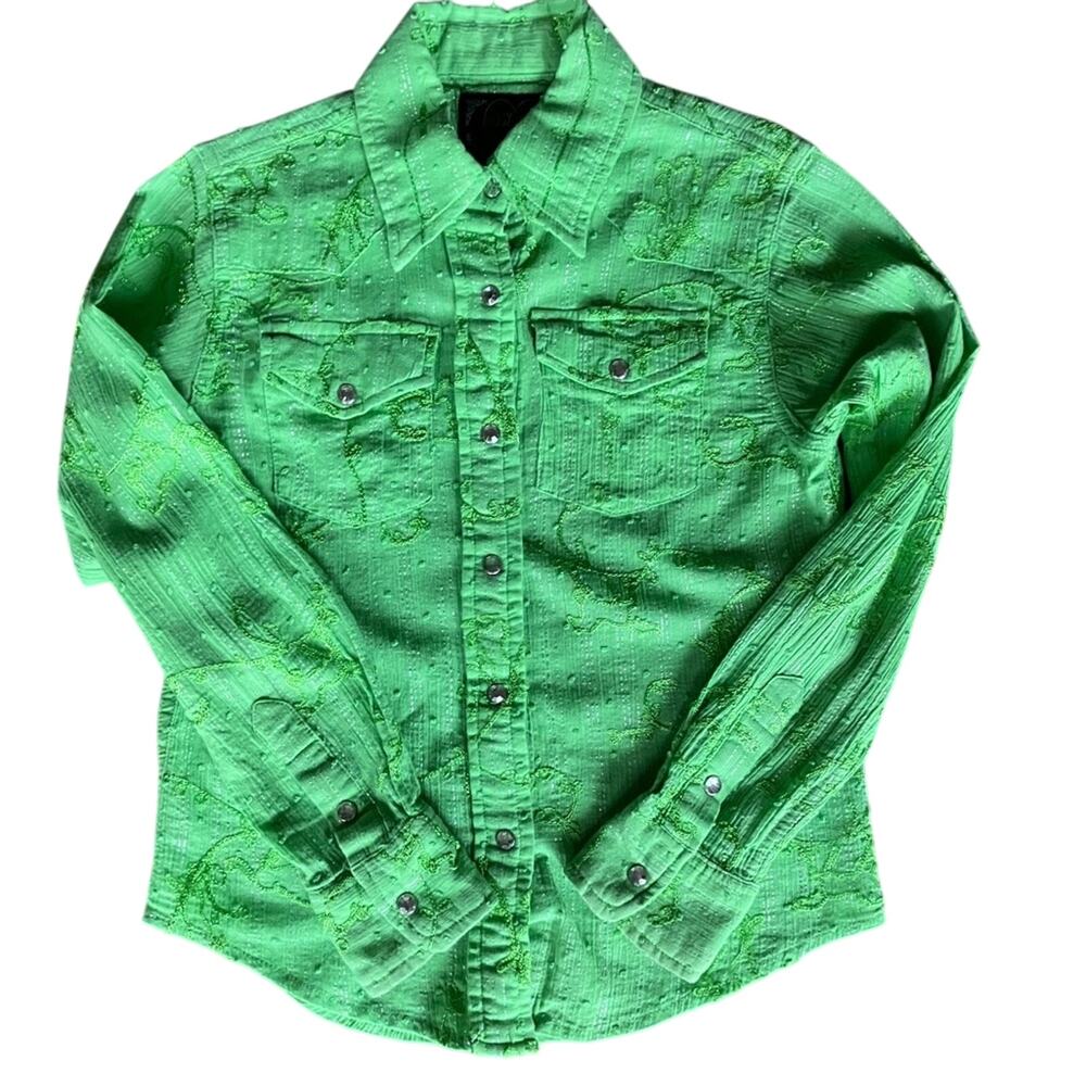 VTG Girls Western Lime Green Cowgirl Hardware Girl SzS